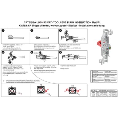 NORTH RJ45 Kontakt for Cat6 kabel 2pack 8p8c For montering med Verktøy