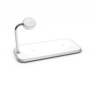 Zens  aluminium dobbel trådløs ladepute (hvit)