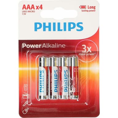 PHILIPS Batteri Alkaliske LR03/AAA 4-pack