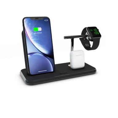 Zens trådløs Qi-lader til iPhone, Apple Watch og AirPods (sort)