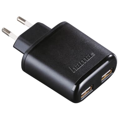 HAMA Lader 220V 2xUSB 4.8A Svart