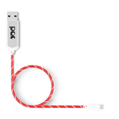 PAC Ladekabel Lightning 1m Rød LED Belyst Kabel