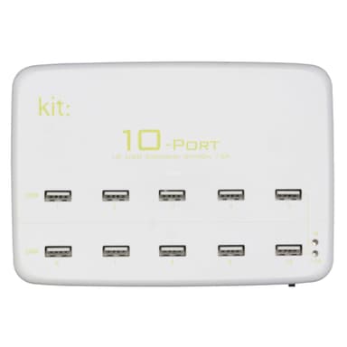 KIT Lader 220V 10xUSB 12A Hvit Bordlader