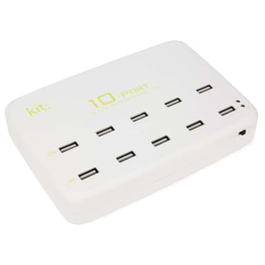 KIT Lader 220V 10xUSB 12A Hvit Bordlader