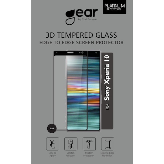 GEAR Härdat Glas 3D Full Cover Black Sony Xperia 10