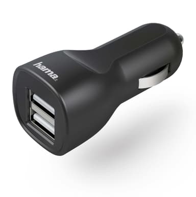 HAMA Lader 12/24V 2xUSB 2,4A Svart