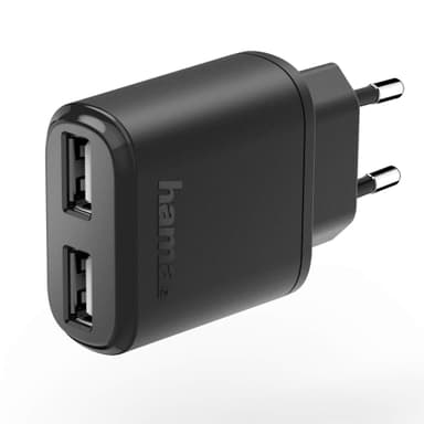 HAMA Lader 220V 2xUSB 2.4A Svart