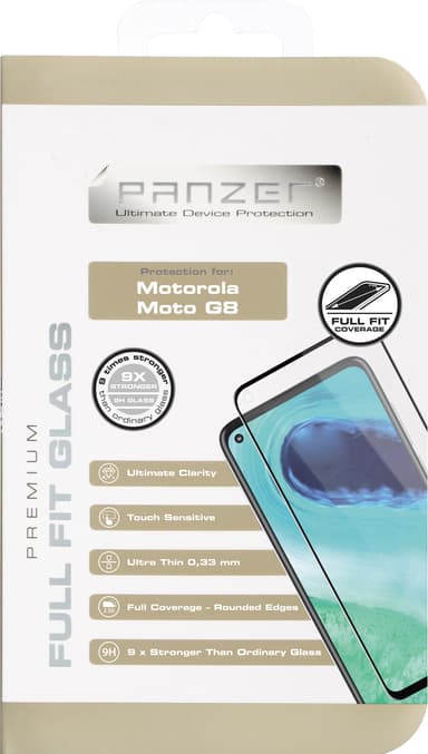 Panzer Full-Fit Motorola Moto G8 skjermbeskytter (sort)