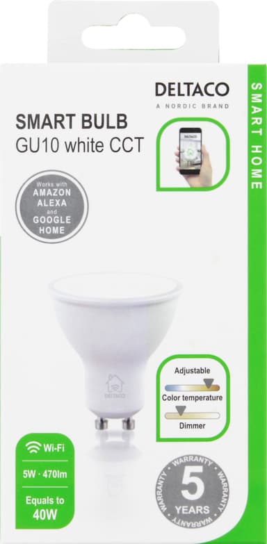 Deltaco LED-lampe SHLGU10W