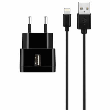 Goji vegglader 2.4 A med Lightning-kabel (sort)
