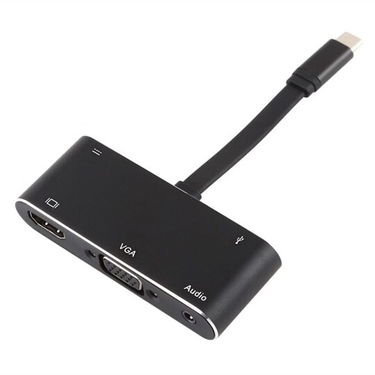 3 i 1 USB-Type-C til PD + HDMI + VGA + Audio + USB 3.0 Hunn