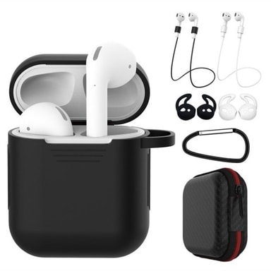 Silikon beskyttelsedeksel til Apple AirPods 1/2 - Svart/hvit - Elkjøp