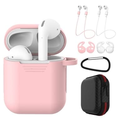 Silikon beskyttelsedeksel til Apple AirPods 1/2 - Rosa/hvit