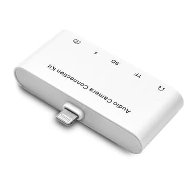 iPhone Adapter USB HUB + USB Type-C + 3,5mm hodetelefoner + Kortleser