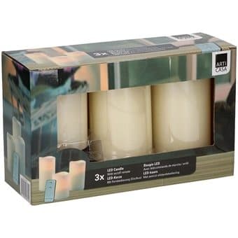 Vokslys LED RGB med Fjernkontroll 3-pk