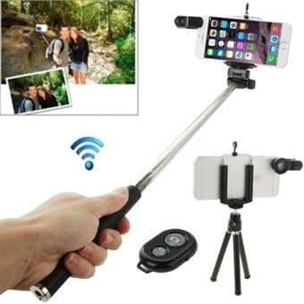 Universal Bluetooth Selfiepinne med stativ & Zoom - Mobillinse 7i1