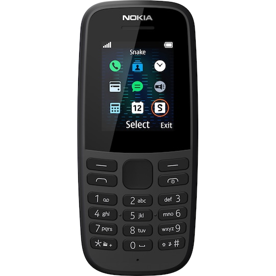 Nokia 105 mobiltelefon (sort) - Kun 2G