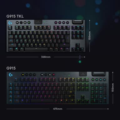 Logitech G915 Lightspeed tenkeyless gamingtastatur (GL Clicky)