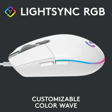 Logitech G203 Lightsync gamingmus (hvit)