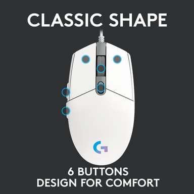 Logitech G203 Lightsync gamingmus (hvit)