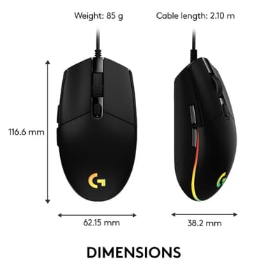 Logitech G203 Lightsync gamingmus (sort)