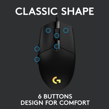 Logitech G203 Lightsync gamingmus (sort)