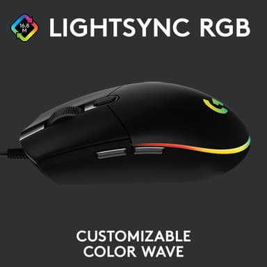 Logitech G203 Lightsync gamingmus (sort)