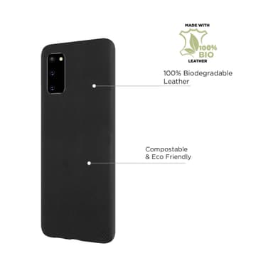Miljøvennlig ekte lær Samsung Galaxy S20 deksel - Black