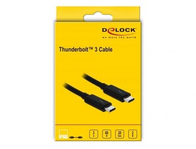 DeLock 84847 Thunderbolt3-kabel 2m 20Gbps 60W Strømforsyning USB C til USB C 4K UHD video svart
