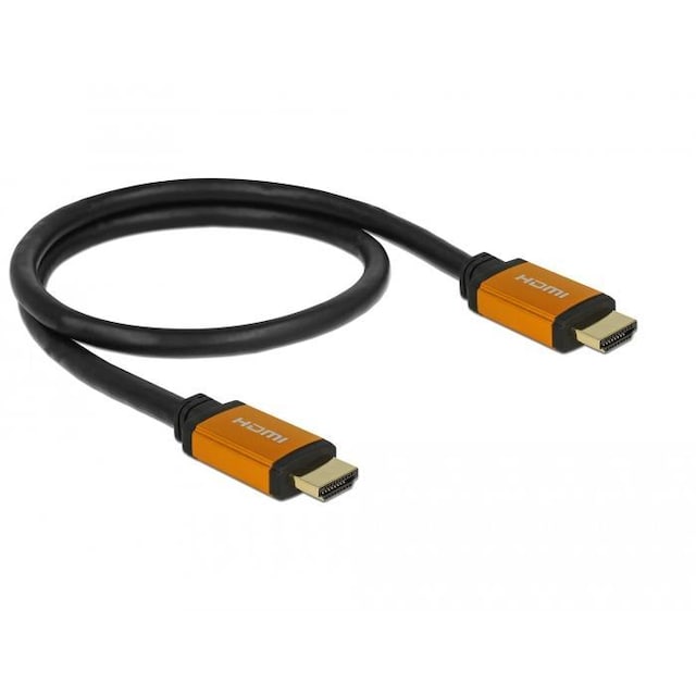 Delock 85726 HDMI Høyhastighets kabel 0.5m 8k 60Hz 7680x 4320 Dynamisk HDR 48Gbps Earc Game Mode VVR Clean Copper 99.99%