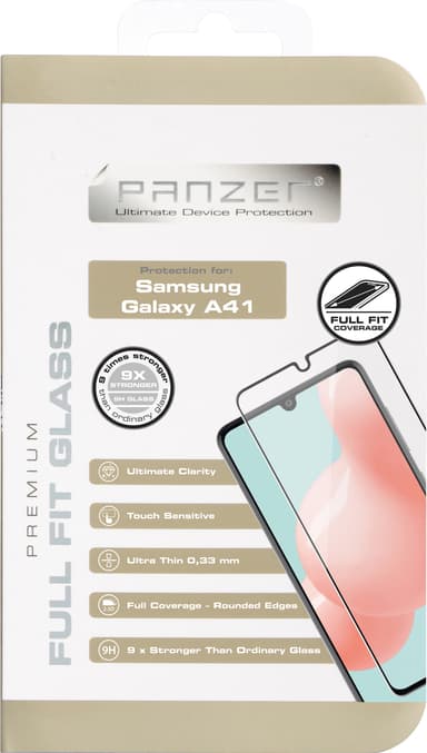 Panzer Full-Fit Samsung Galaxy A41 skjermbeskytter (sort)