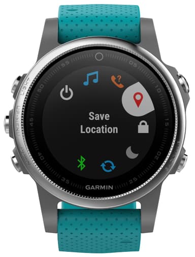 Garmin Fenix 5s multitreningsklokke (sølv/turkis)