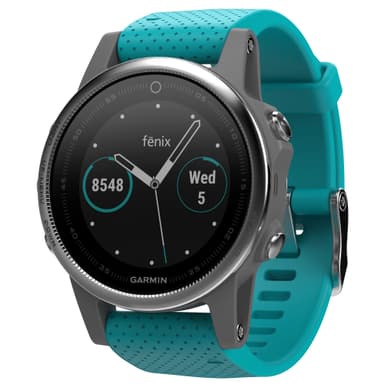 Garmin Fenix 5s multitreningsklokke (sølv/turkis)