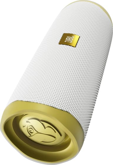 JBL Flip 5 Tomorrowland Ed. bærbar trådløs høyttaler (hvit/gull)