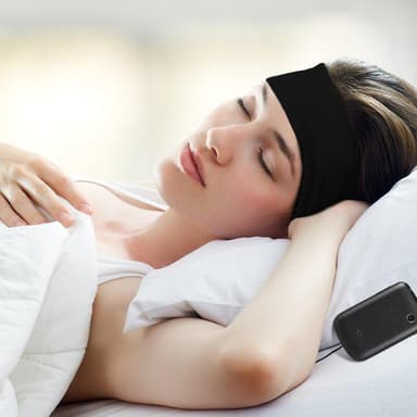 Pannebånd med hodetelefon innebygd - sort bomull / fleece