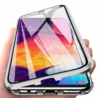 Samsung Galaxy A10 deksel med skjermbeskytter sølv