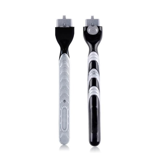 Barberhøvel for menn - kompatibel med Gillette Mach 3 blad - Svart / grå