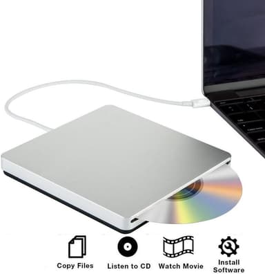 Ekstern CD- og DVD-spiller optisk stasjon - Sølv