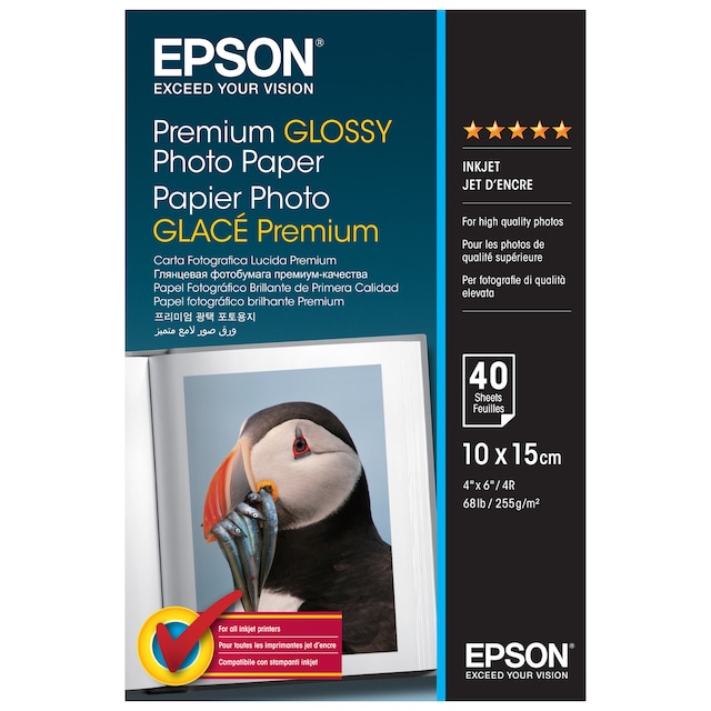 Epson Premium Glossy fotopapir A6 (40 ark)