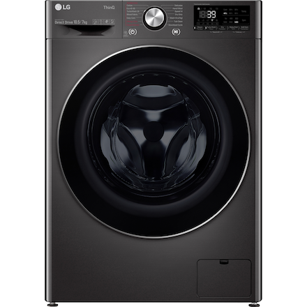 LG vaskemaskin med tørketrommel CV90J7S2BE (sort)