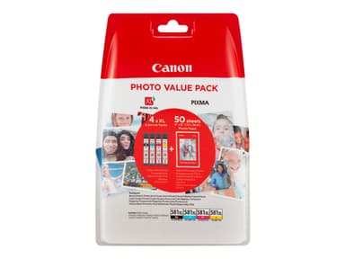Canon CLI-581XL C/M/Y/BK Photo Value Pack - 4-pack - High Yield - black, yellow, cyan, magenta - original - ink tank / paper kit