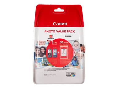 Canon PG-560XL/CL-561XL Photo Value Pack - 2-pack - High Yield - black, colour (cyan, magenta, yellow) - original - 50 sheet(s) - 100 x 150 mm - ink cartridge / paper kit