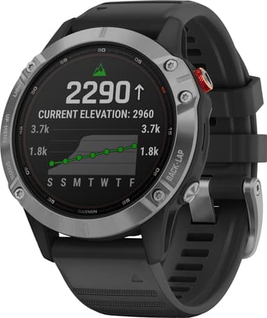 Garmin Fenix 6 Solar multisportsklokke (sølv)