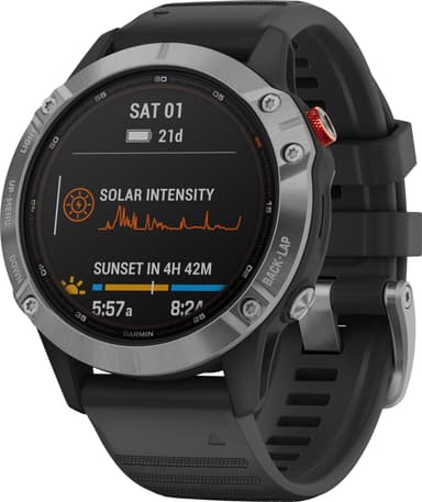 Garmin Fenix 6 Solar multisportsklokke (sølv)