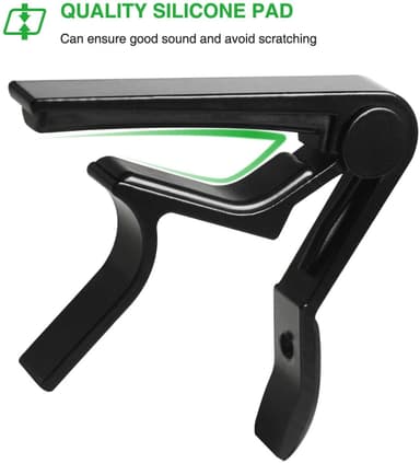 Capo for 6 strenger - akustisk og elektrisk gitar - svart