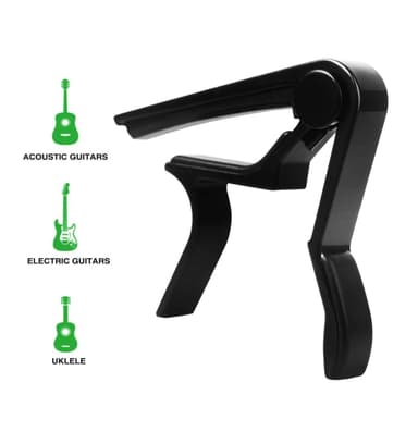 Capo for 6 strenger - akustisk og elektrisk gitar - svart