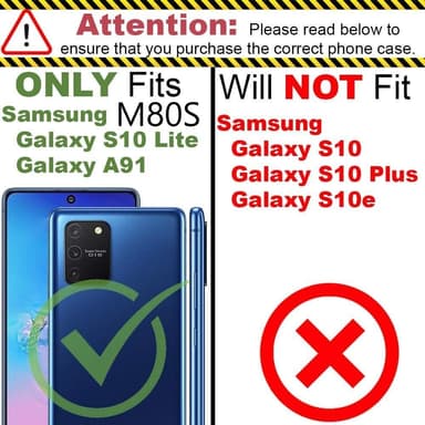 Mobiltelefon veske til Samsung Galaxy A91 / M80S / S10 Lite - Gjennomsiktig, svart