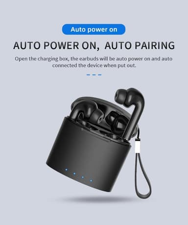Trådløse øretelefoner Bluetooth 5.0 EDR svart