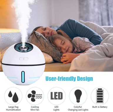 Luftfukter 300 ml med LED nattlys - hvit