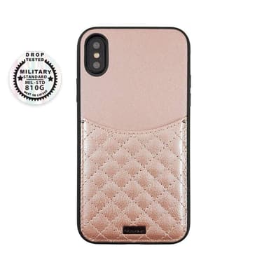 rosa iPhone Xs / X deksel med kortholder